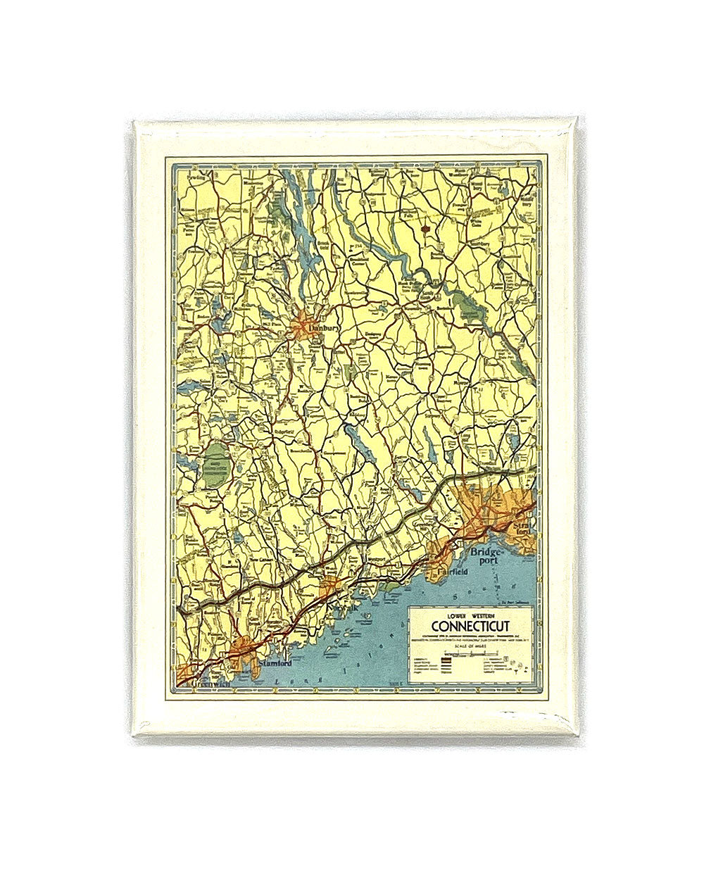 Connecticut Road Map Magnet-Found Image Press-Strange Ways