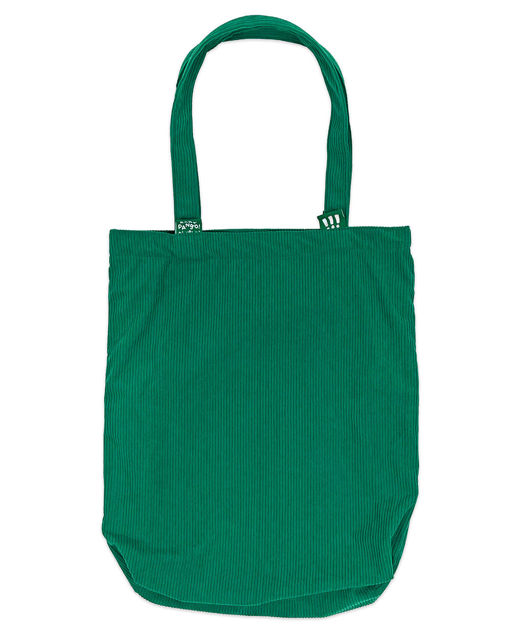 Green corduroy tote bag with rounded handles and top seam