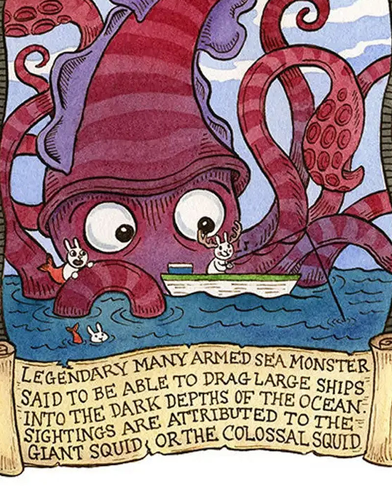 Kraken Cryptozoology Who's Who Art Print (8" x 10")-SepiaLepus Illustration-Strange Ways