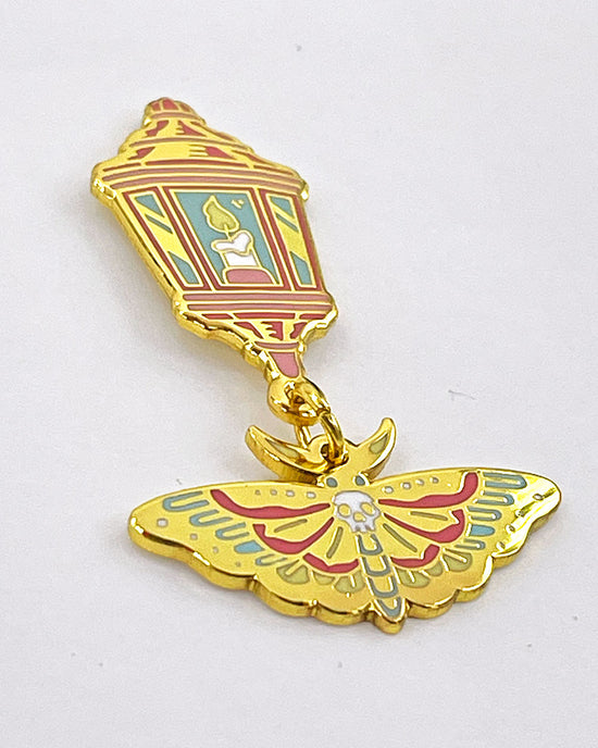 Moth & Lamp Dangling Pin