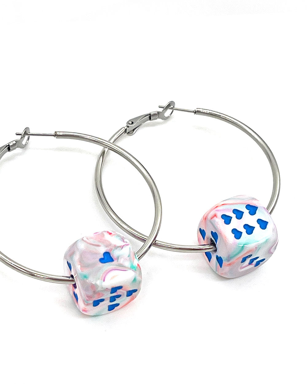 Life's A Gamble Dice Hoop Earrings - Cotton Candy-Foolish Fetish-Strange Ways