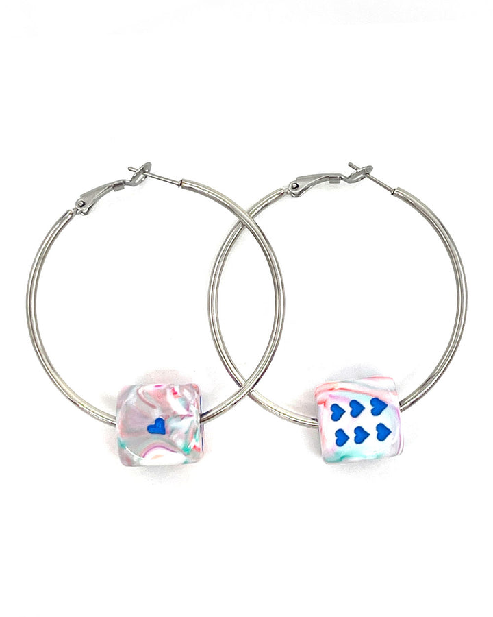 Life's A Gamble Dice Hoop Earrings - Cotton Candy-Foolish Fetish-Strange Ways