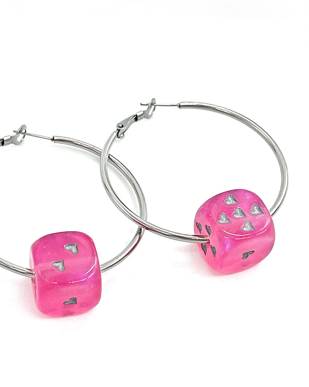 Life's A Gamble Dice Hoop Earrings - Pink-Foolish Fetish-Strange Ways
