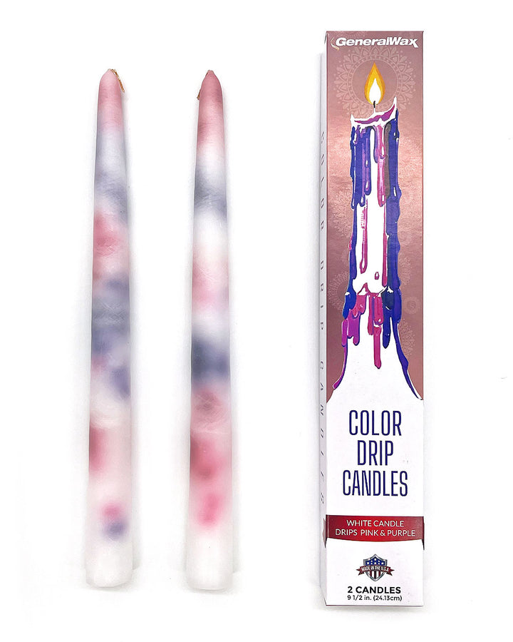 Pink & Purple Drip Candles (Pair of 2)-General Wax & Candle Company-Strange Ways