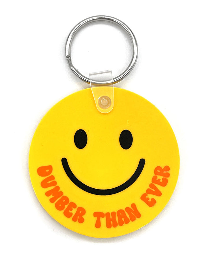 Dumber Than Ever Smiley Face Keychain-Krystan Saint Cat-Strange Ways