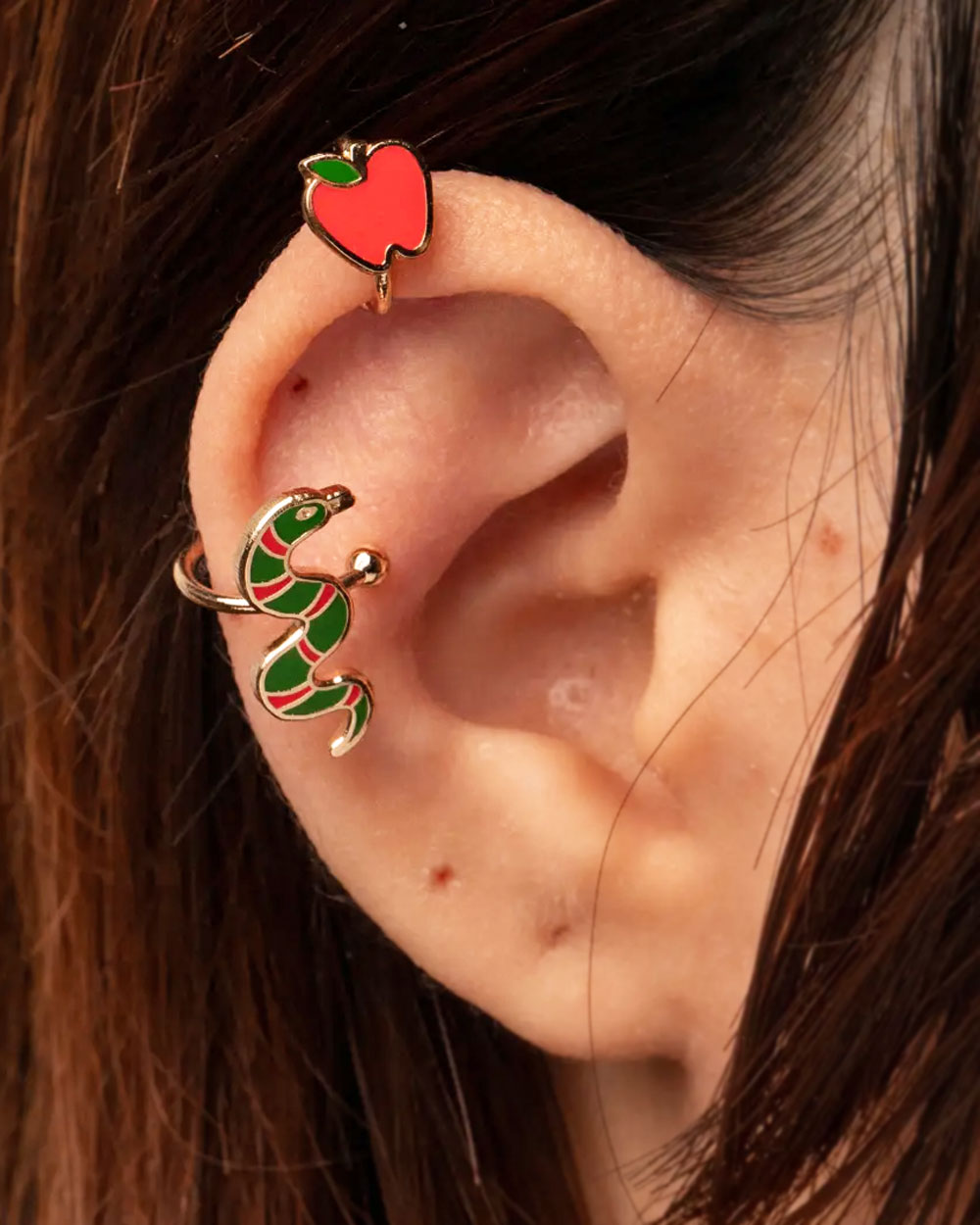 Apple & Snake No-Piercing Ear Cuffs-Yellow Owl Workshop-Strange Ways