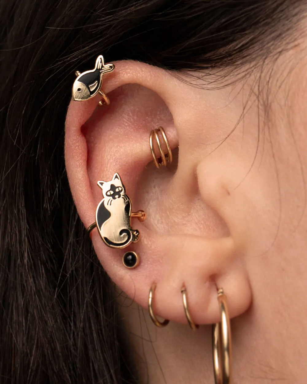 Cat & Fish No-Piercing Ear Cuffs-Yellow Owl Workshop-Strange Ways