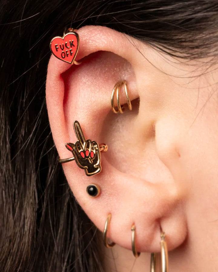 Fuck Off & Middle Fingers No-Piercing Ear Cuffs-Yellow Owl Workshop-Strange Ways