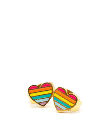 LGBTQ+ Rainbow Pride Heart Micro Stud Earrings