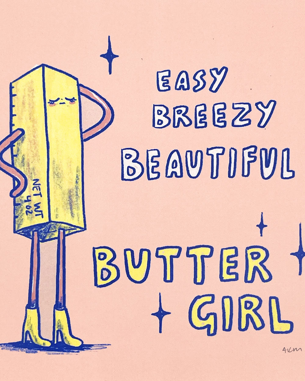 Butter Girl Art Print (8" x 8")-Allison Mckeen Art-Strange Ways