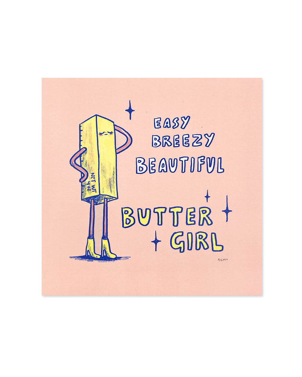 Butter Girl Art Print (8" x 8")-Allison Mckeen Art-Strange Ways