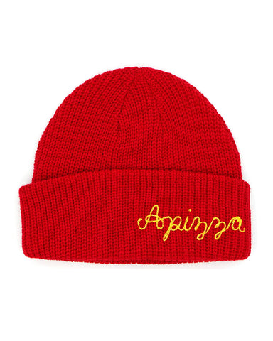 Apizza Chainstitched Fisherman Beanie - Red (Limited Edition)