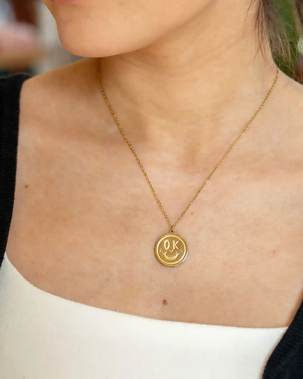 A-OK Smiley Face Necklace-Shop Good-Strange Ways