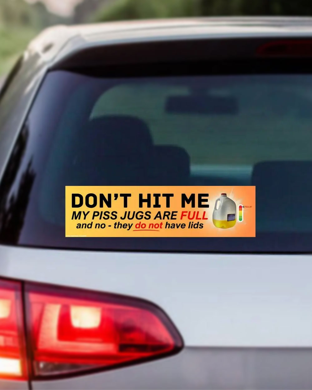 My Piss Jugs Are Full Bumper Sticker-Frog Mustard Stickers-Strange Ways