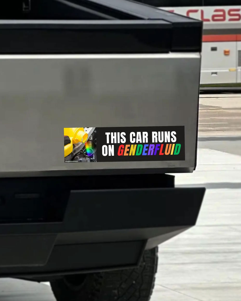 This Car Runs On Genderfluid Bumper Sticker-Frog Mustard Stickers-Strange Ways