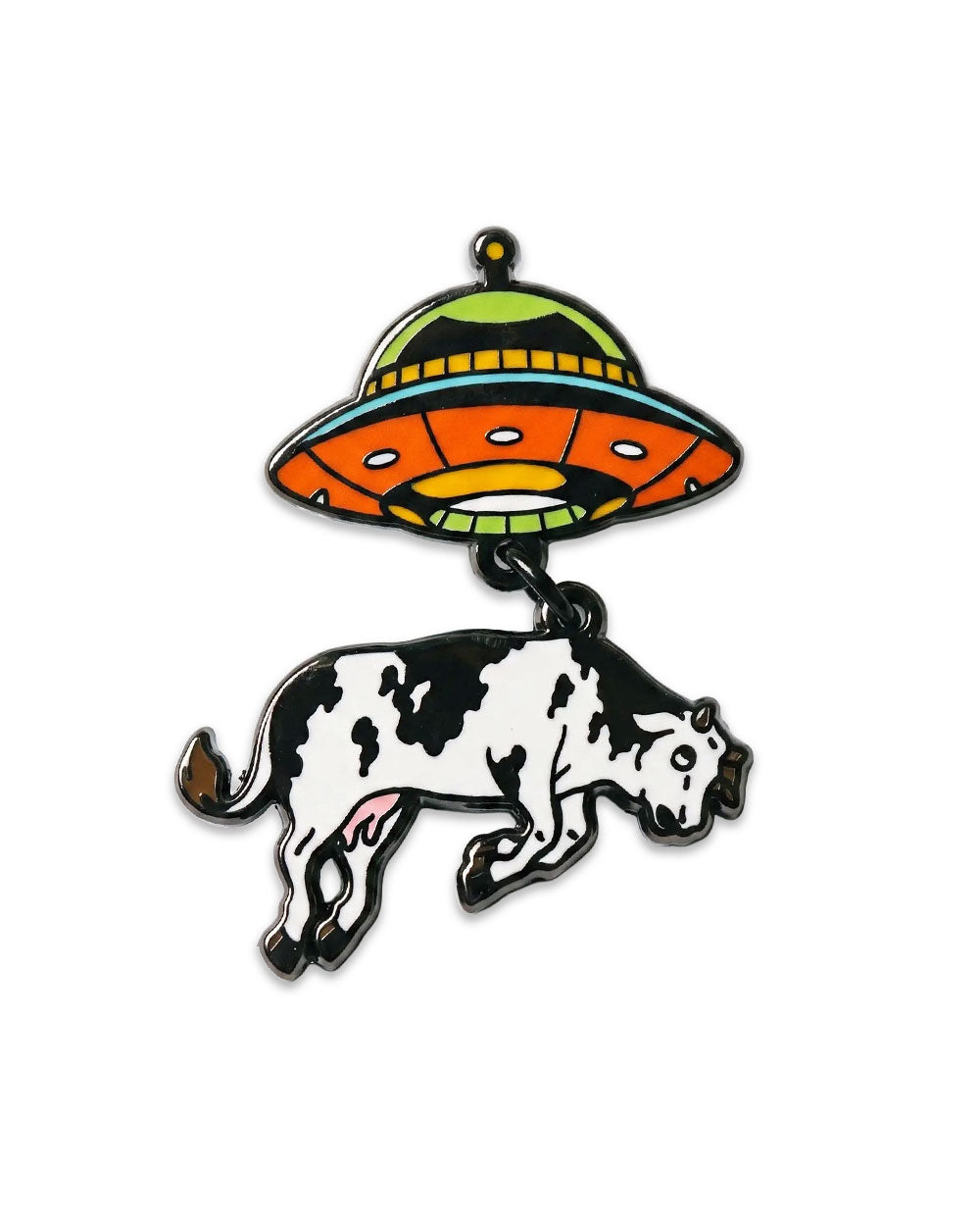 Cow Abduction UFO Dangling Pin-Strike Gently Co.-Strange Ways