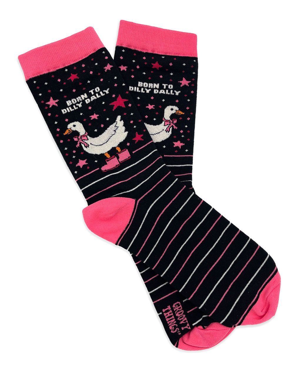 Dilly Dally Goose Socks - Pink-Groovy Things Co.-Strange Ways
