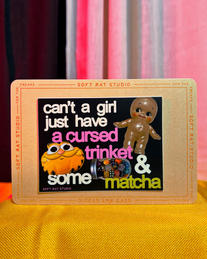 Cursed Trinket & Some Matcha Large Sticker-Soft Rat Studio-Strange Ways