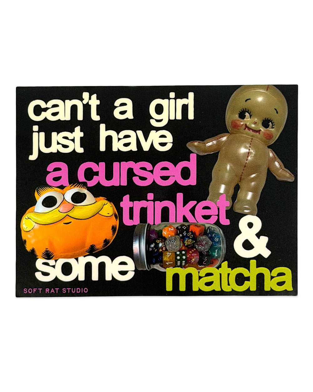 Cursed Trinket & Some Matcha Large Sticker-Soft Rat Studio-Strange Ways