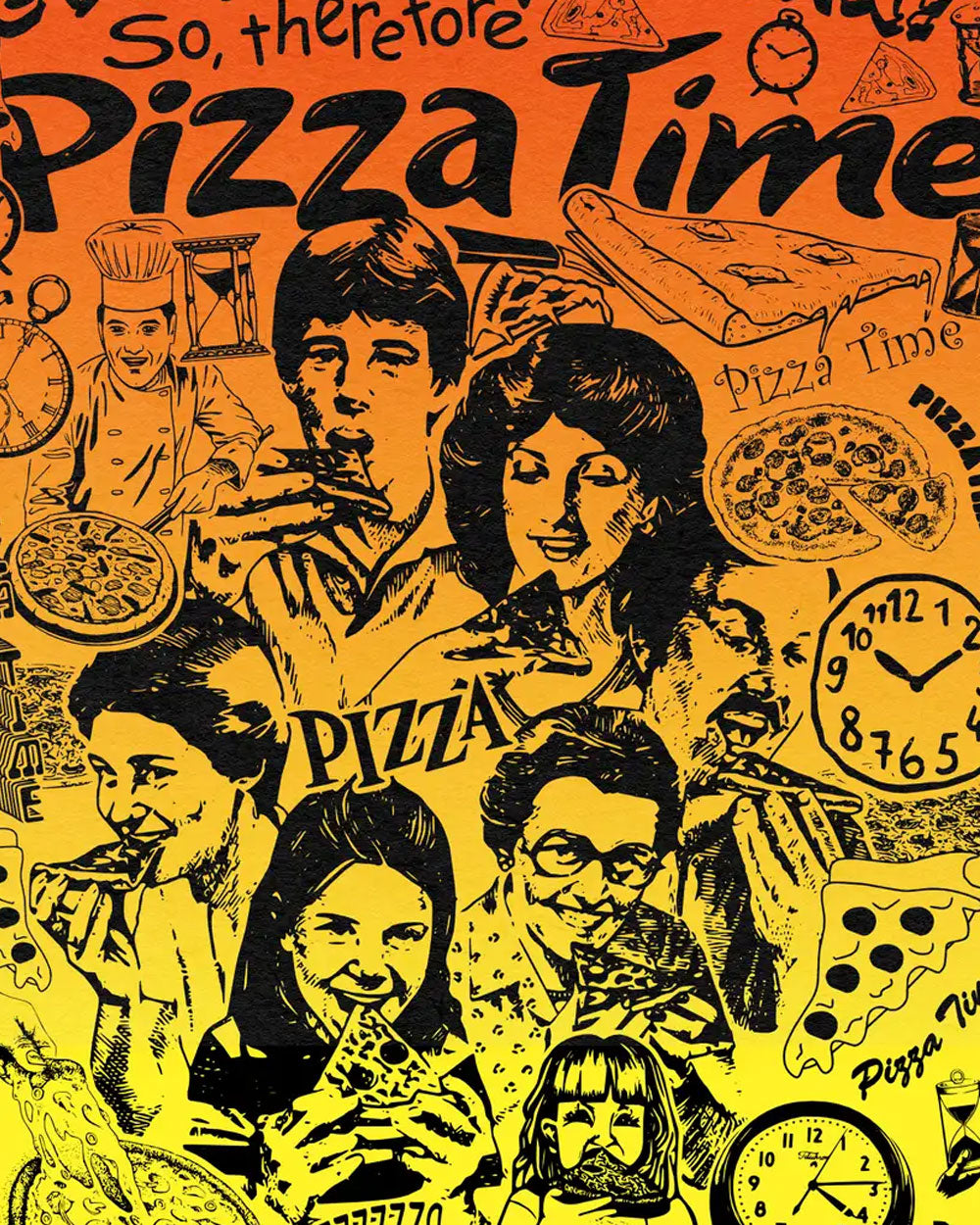 Pizza Time Risograph Art Print (8" x 10")-Arcane Bullshit-Strange Ways