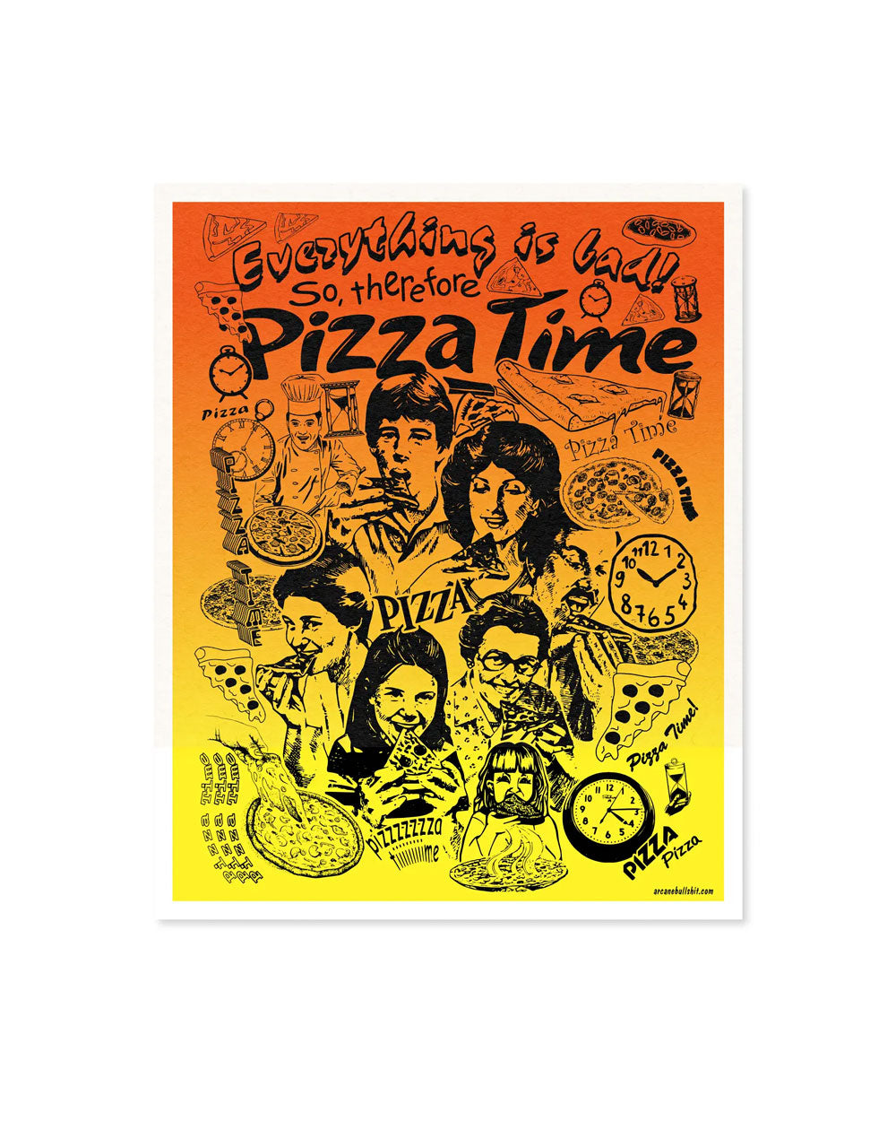 Pizza Time Risograph Art Print (8" x 10")-Arcane Bullshit-Strange Ways