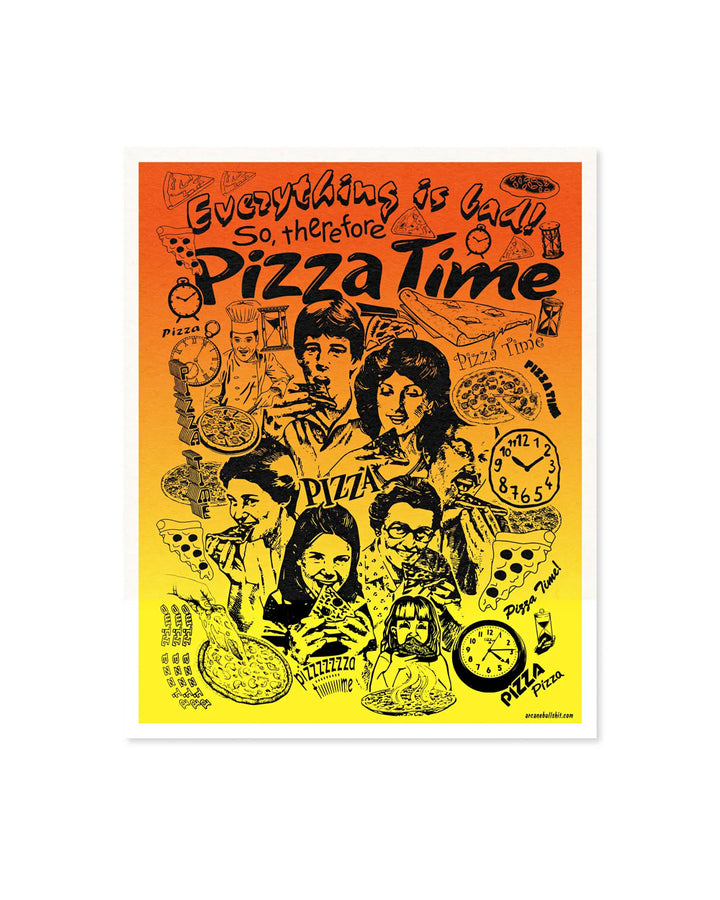 Pizza Time Risograph Art Print (8" x 10")-Arcane Bullshit-Strange Ways