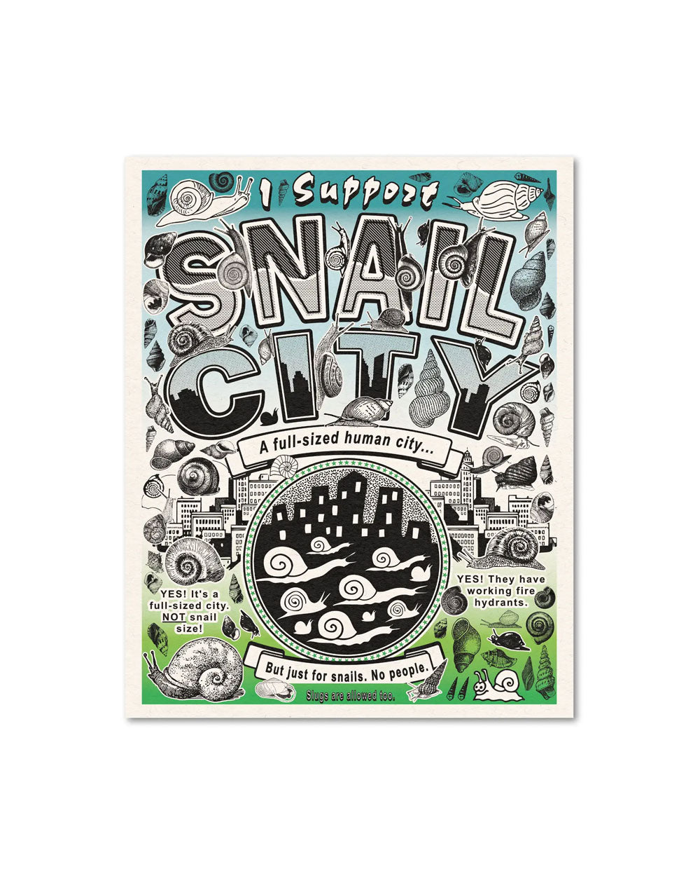 Snail City Risograph Art Print (8" x 10")-Arcane Bullshit-Strange Ways
