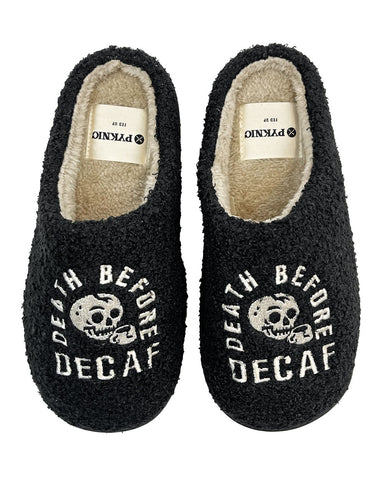 Death Before Decaf Unisex Fleece Slippers