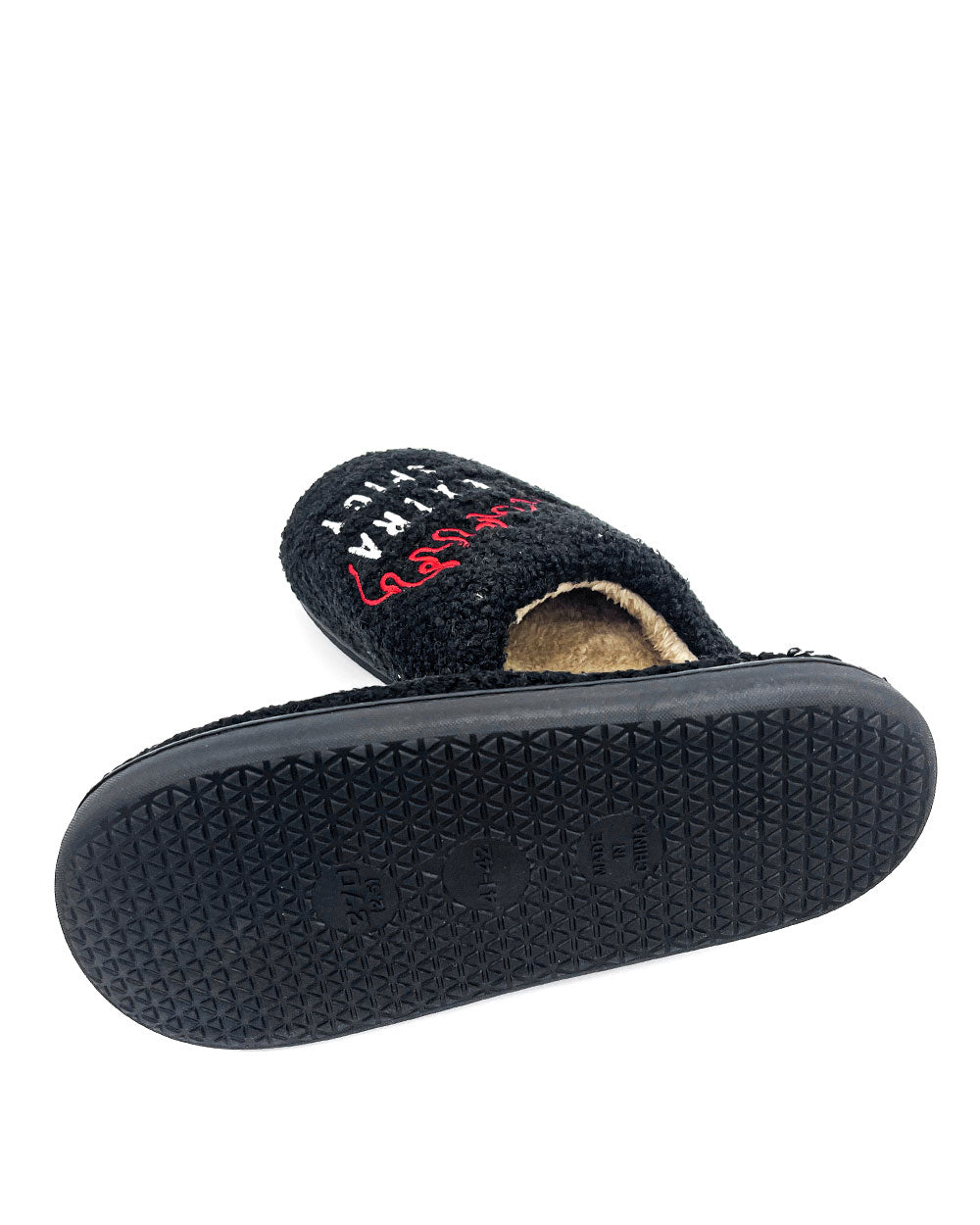Extra Spicy Unisex Fleece Slippers-Pyknic-Strange Ways