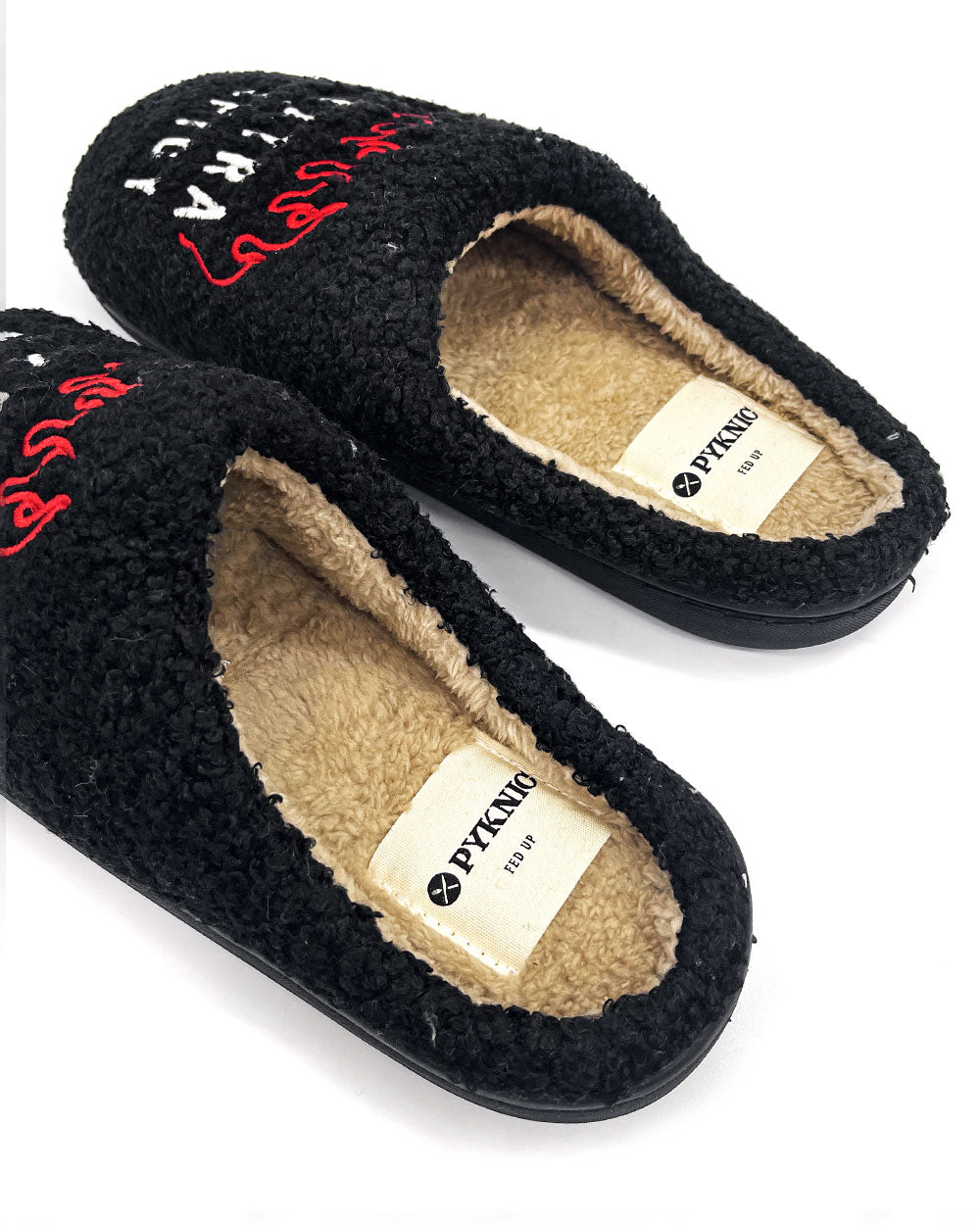 Extra Spicy Unisex Fleece Slippers-Pyknic-Strange Ways