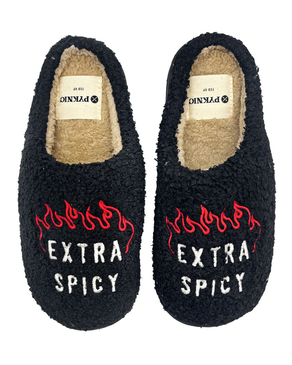 Extra Spicy Unisex Fleece Slippers-Pyknic-Strange Ways
