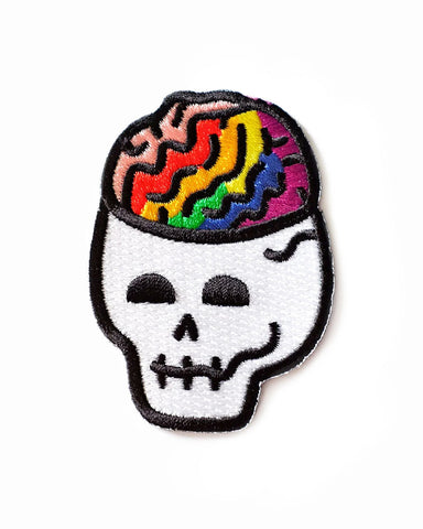 Queerie Brain Skull Patch - Rainbow