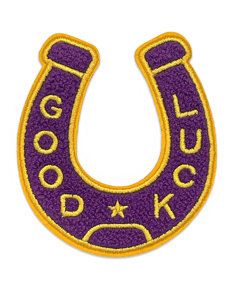 Good Luck Horseshoe Chenille Patch - Purple/Yellow-Nate Duval-Strange Ways