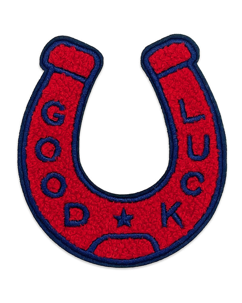 Good Luck Horseshoe Chenille Patch - Red/Navy Blue-Nate Duval-Strange Ways