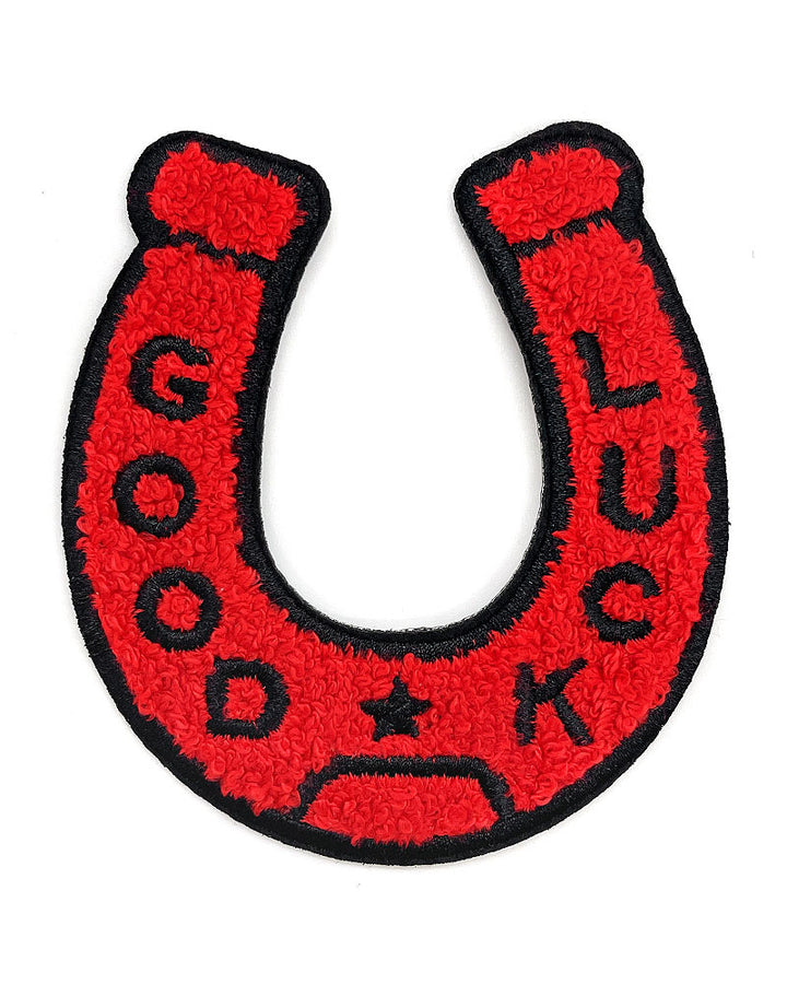 Good Luck Horseshoe Chenille Patch - Red/Black-Nate Duval-Strange Ways