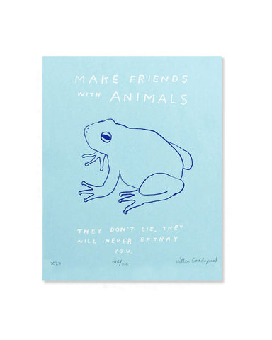 Make Friends With Animals Screenprinted Art Print (8" x 10")