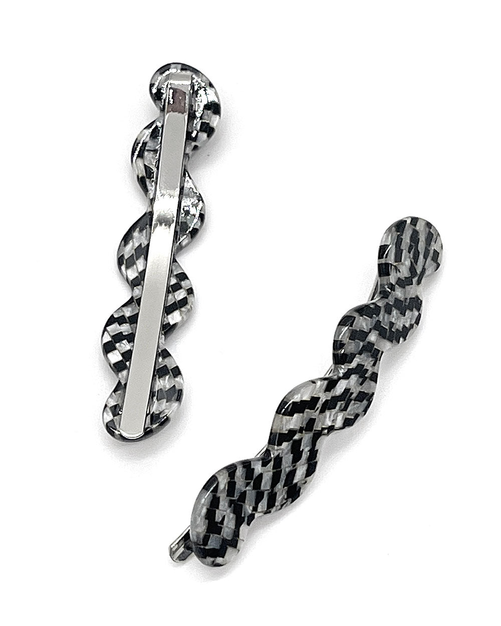 Wavy Hair Pin Set - Grey Check-Tiepology-Strange Ways