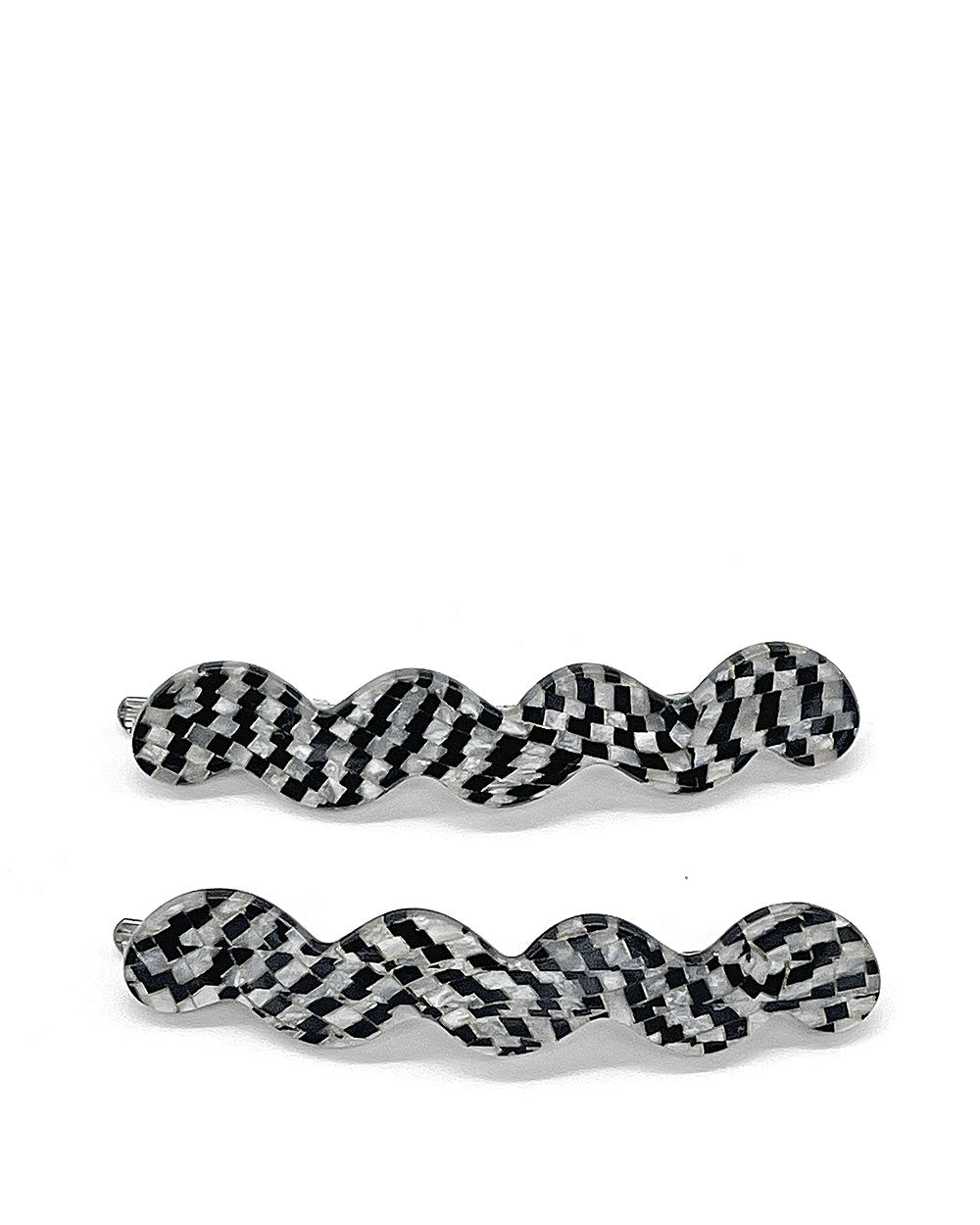 Wavy Hair Pin Set - Grey Check-Tiepology-Strange Ways