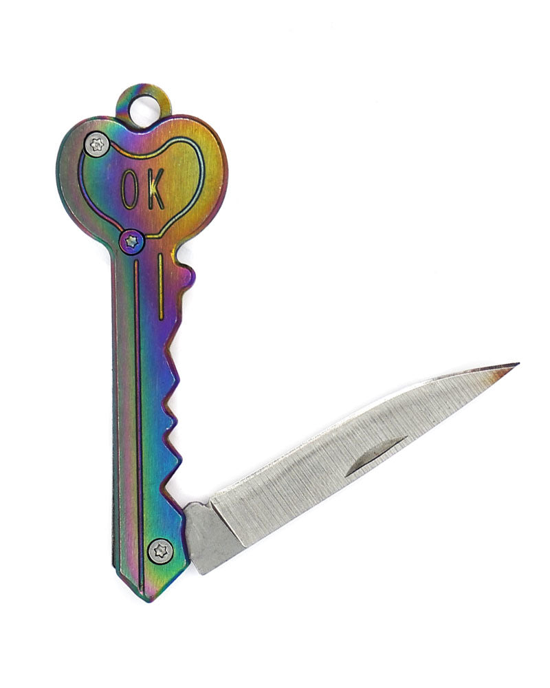 Heart Key Knife Keychain - Rainbow-Real Sic-Strange Ways