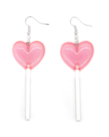 Heart Lolli Earrings - Pink