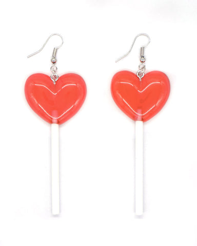 Heart Lolli Earrings - Red
