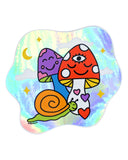 Cosmic Mushrooms Holographic Sticker-Wokeface-Strange Ways
