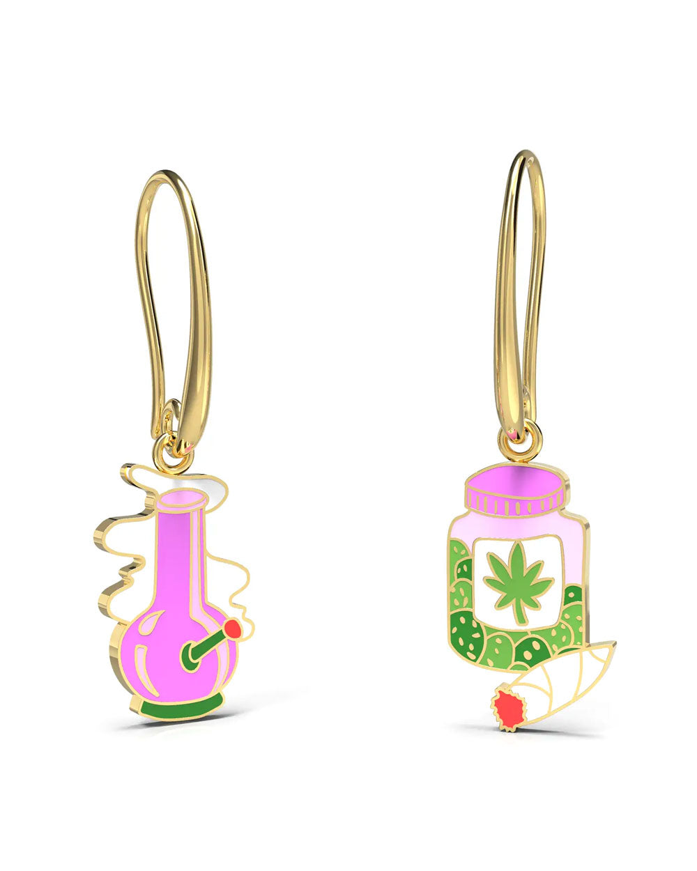 Bong & Weed Hanging Hoop Earrings-Yellow Owl Workshop-Strange Ways