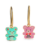 Psycho & Cry Baby Teddy Bears Hanging Hoop Earrings-Yellow Owl Workshop-Strange Ways