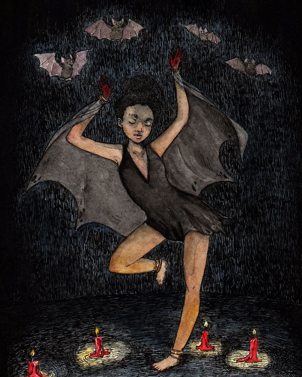 A Circle Of Bats Art Print (5" x 7")-Stupid Animal Shop-Strange Ways