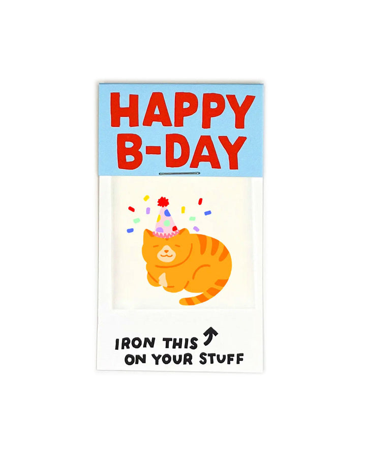 Happy Birthday Cat Iron On Art Decal Gift-Hot Dang Press-Strange Ways