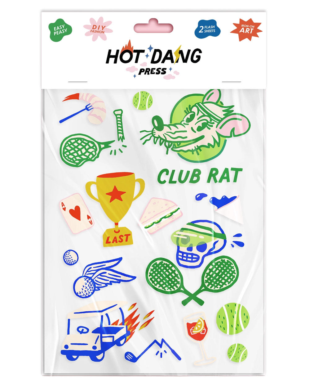 Country Club Rat Iron On Art Decals (2 Sheets)-Hot Dang Press-Strange Ways
