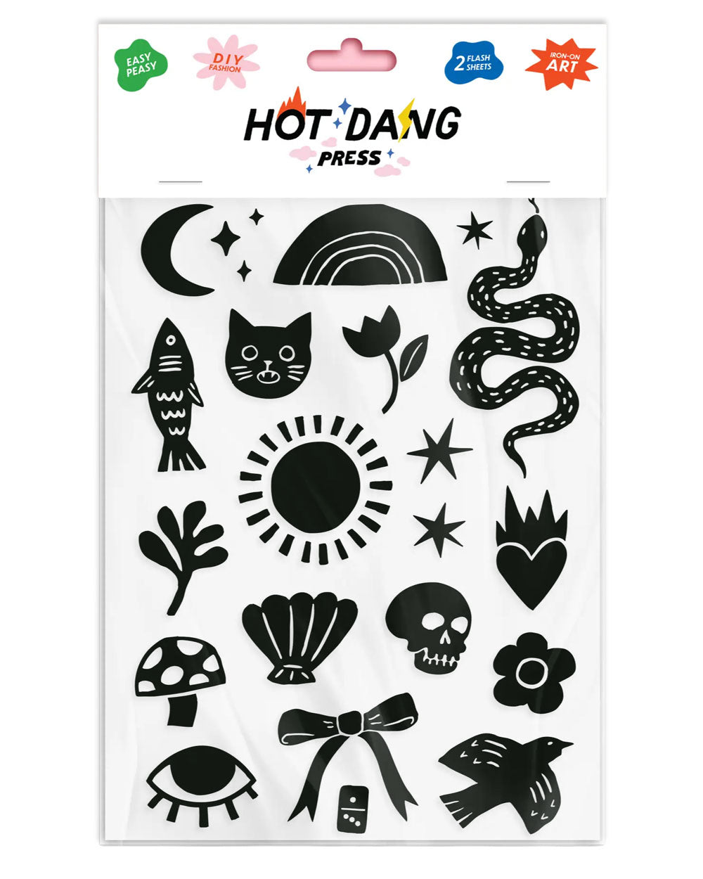 Linocut Icons Iron On Art Decals (2 Sheets)-Hot Dang Press-Strange Ways