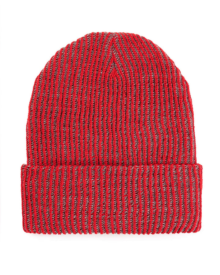 Two-Tone Knit Beanie - Red/Grey-VERLOOP-Strange Ways