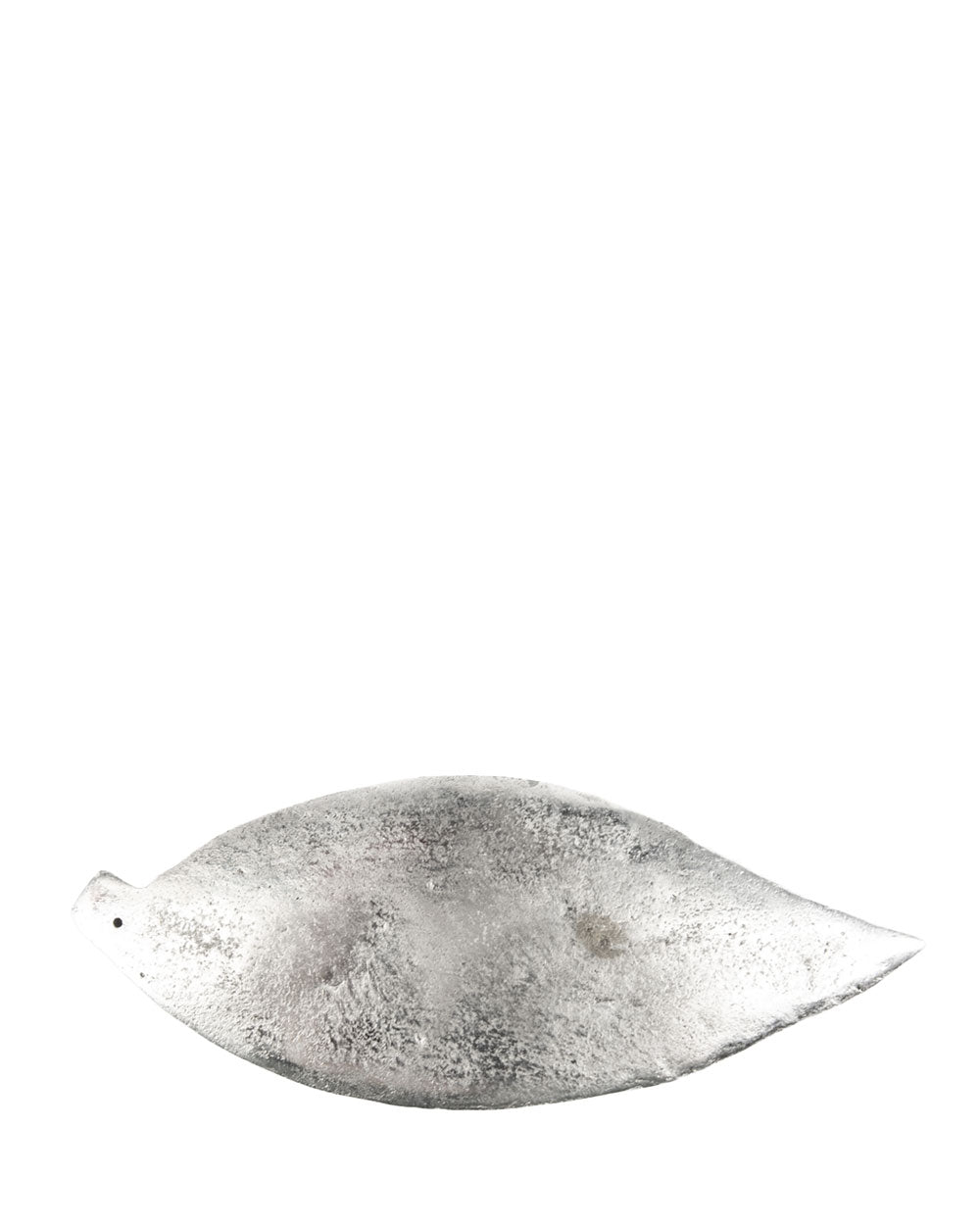 Metal leaf incense burner, distressed finish, small loop on one tip